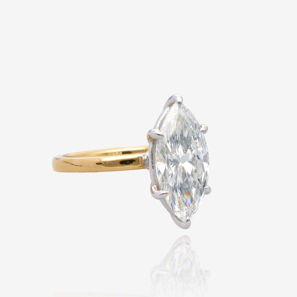 3ct Lab Grown Marquise Diamond Solitaire 14K Yellow Gold