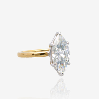 3ct Lab Grown Marquise Diamond Solitaire 14K Yellow Gold