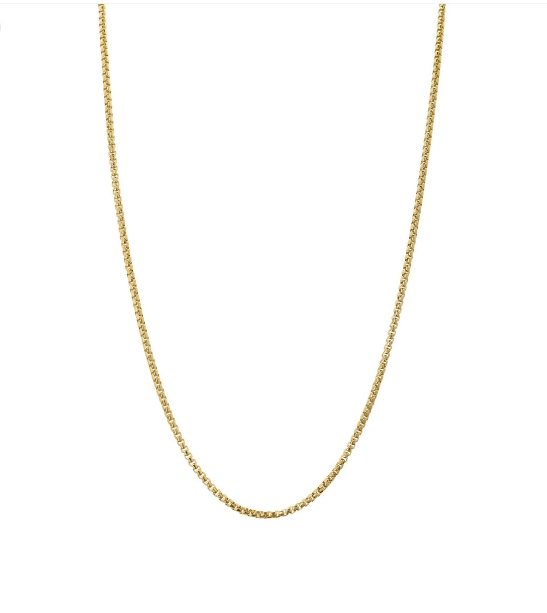 Gold Tone Sterling Silver 1.4mm Rounded Box Chain 18”