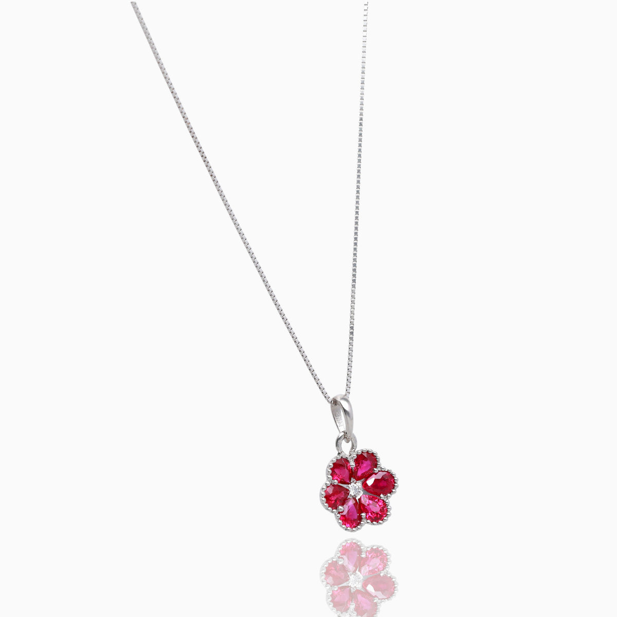 Ruby In Bloom White Gold Necklace