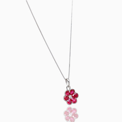 Ruby In Bloom White Gold Necklace