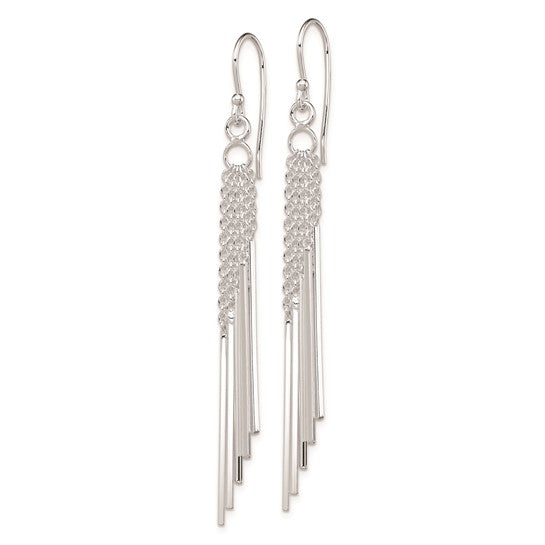 Bars and Chains Dangle Silver Earrings