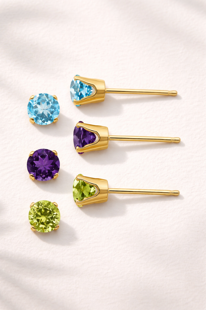 Love in Every Month Gold Birthstone Earrings