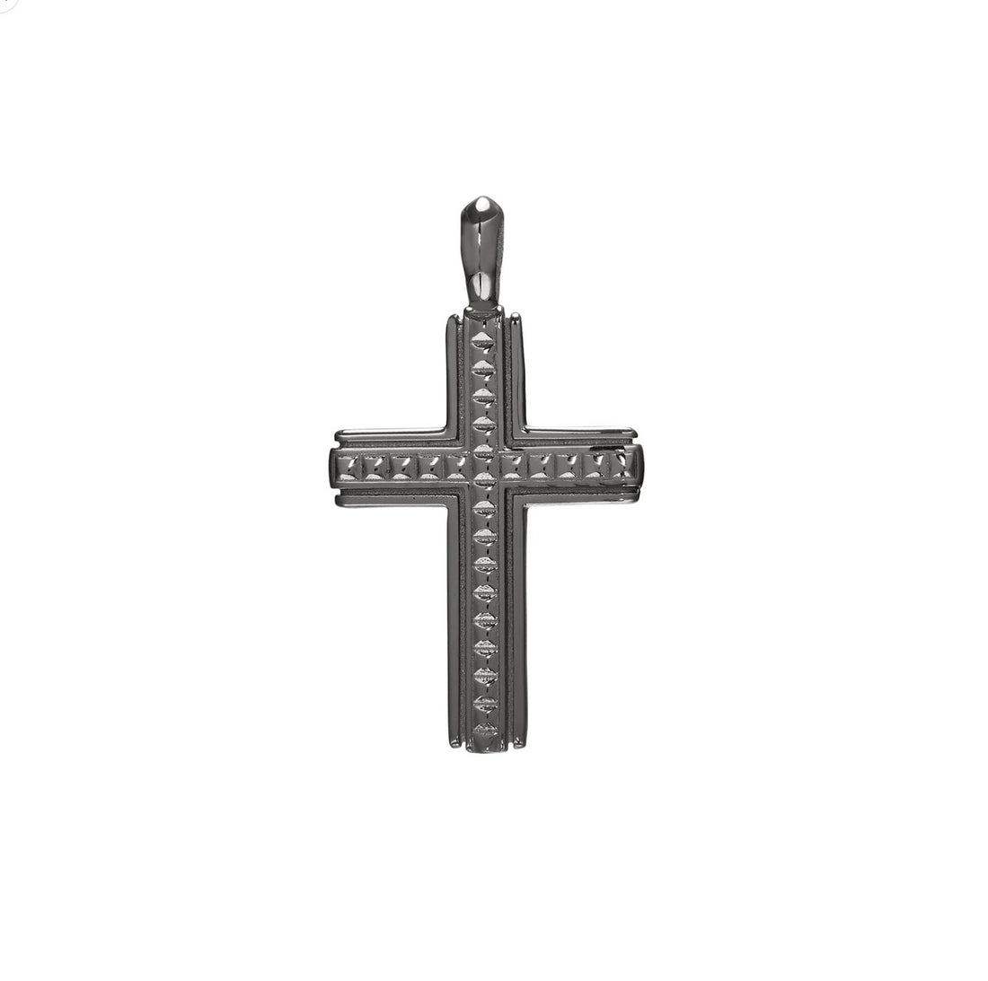 Black Rhodium Studded Sterling Silver Cross Pendant