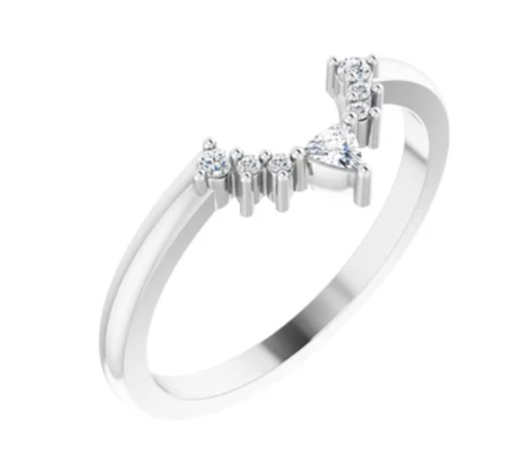 14K WG 1/10 CTW Diamond Contour Band