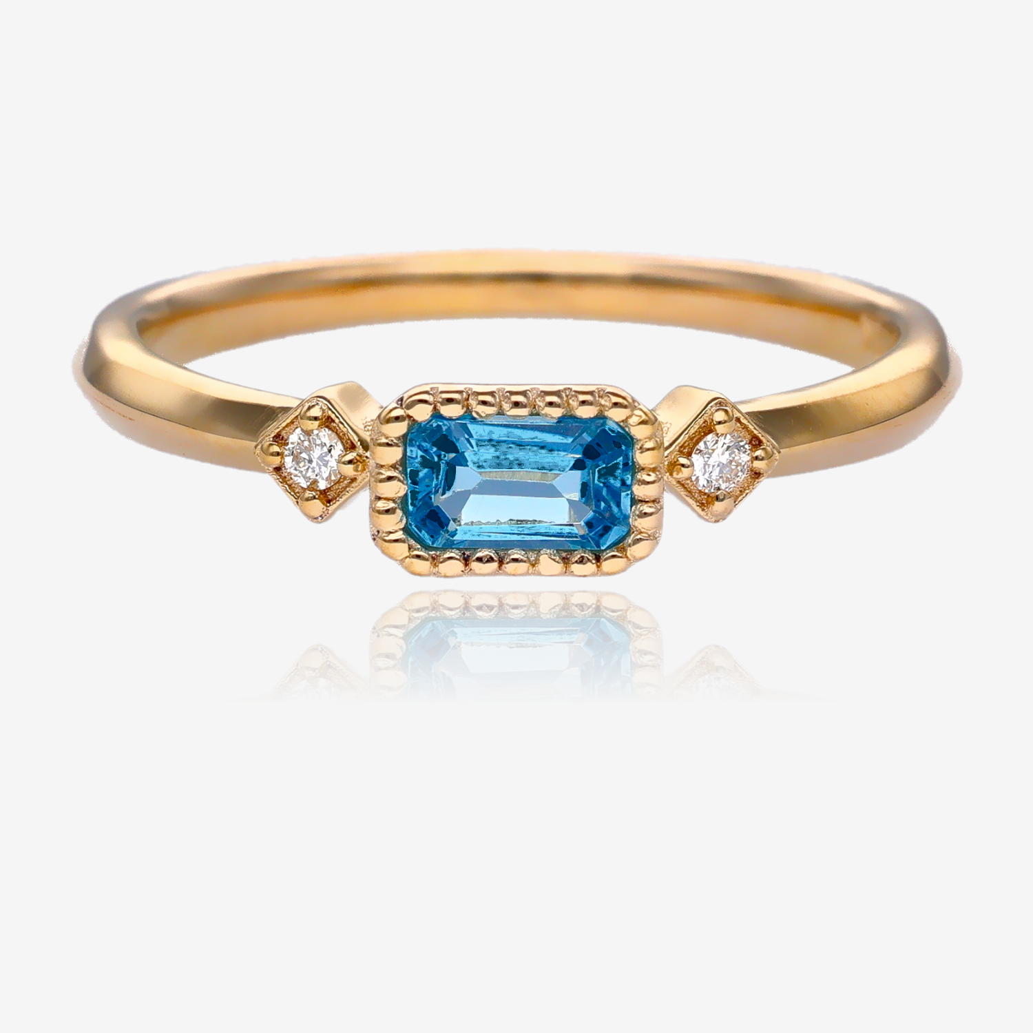 Radiant Elegance: Diamond Accented Gold Birthstone Ring