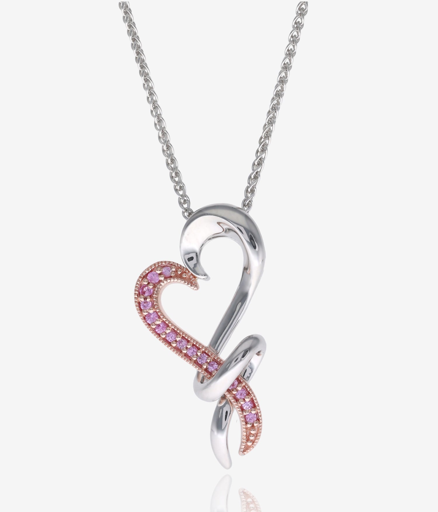 Intertwined Sterling 10k Rose Gold Sapphire Necklace