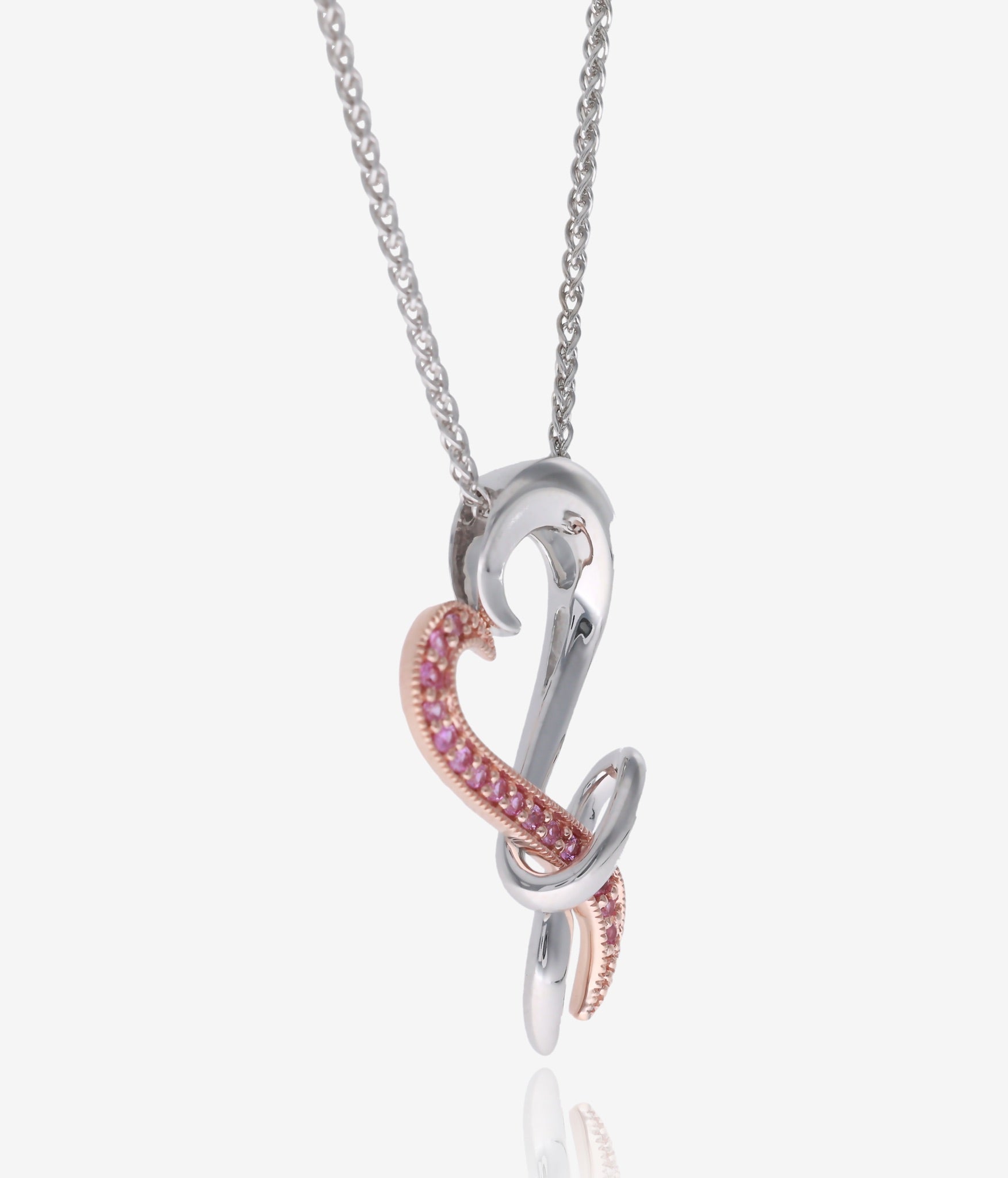 Intertwined Sterling 10k Rose Gold Sapphire Necklace