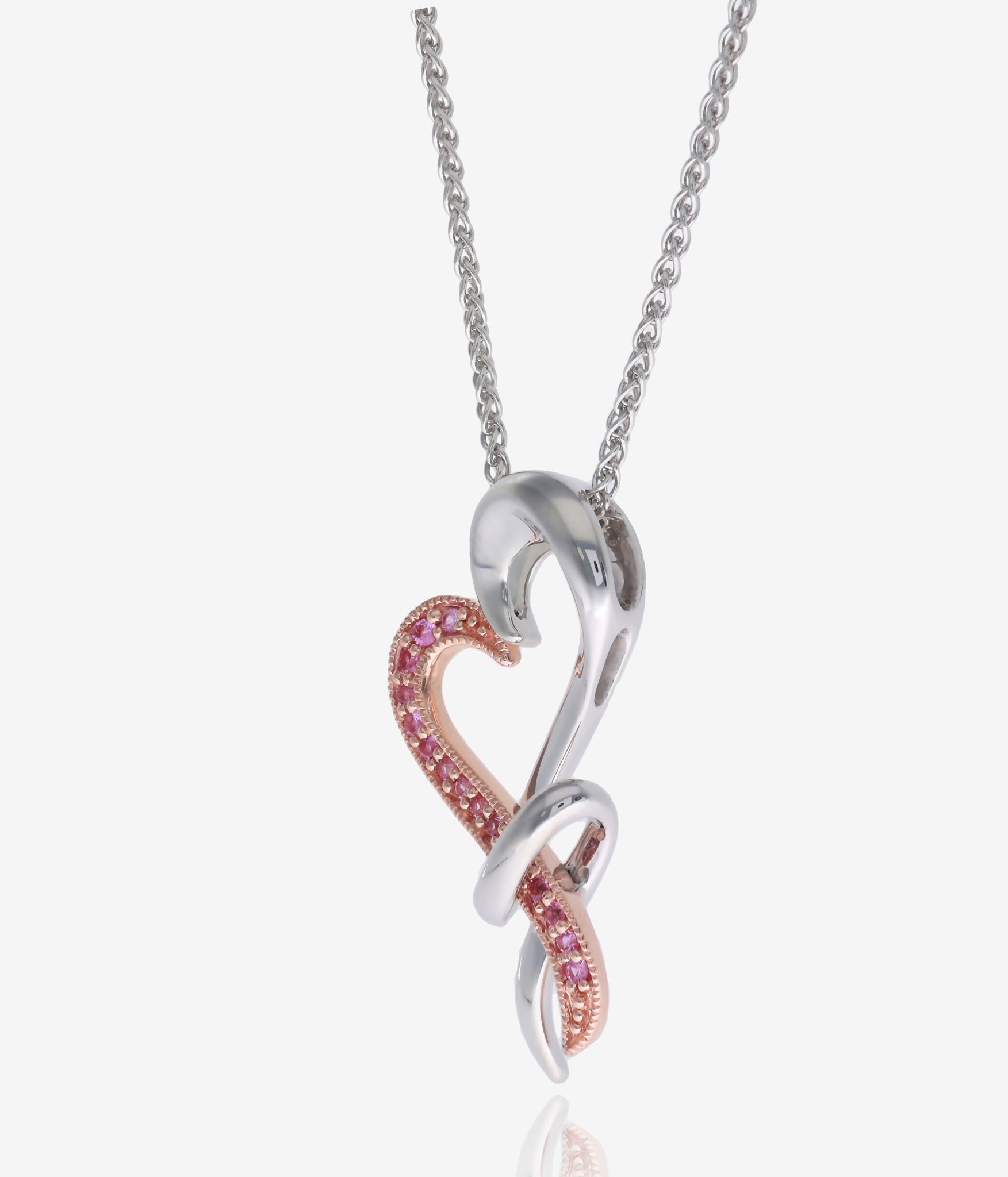 Intertwined Sterling 10k Rose Gold Sapphire Necklace