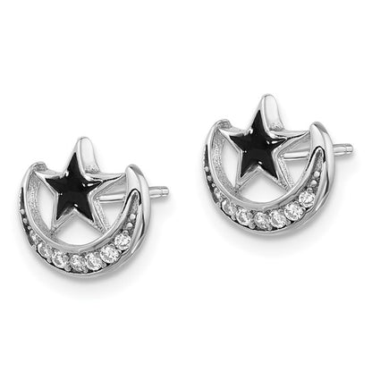 Enamored Celestial Star Moon Silver Earrings