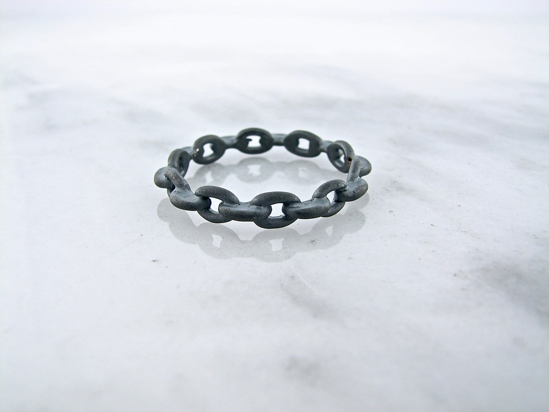 Black Silver Ring, Chain Link Band