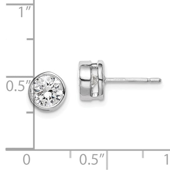 Timeless Bezel 6mm Sparkling Silver Studs