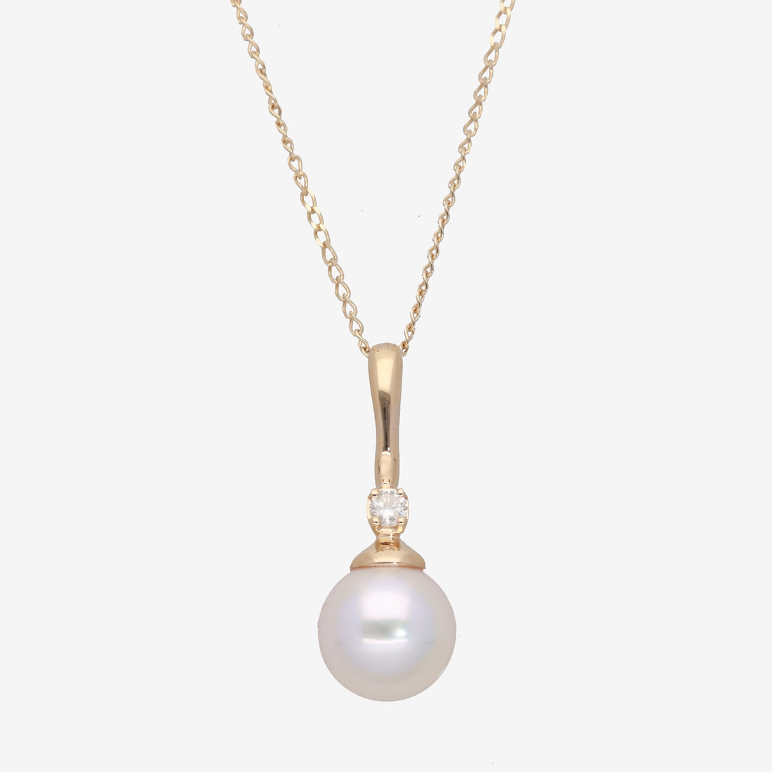 Celestial Shine: Akoya Pearl &amp; Diamond Accent Necklace