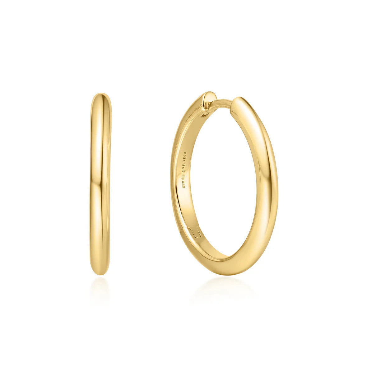 Gold Tube Medium Hoop Earrings