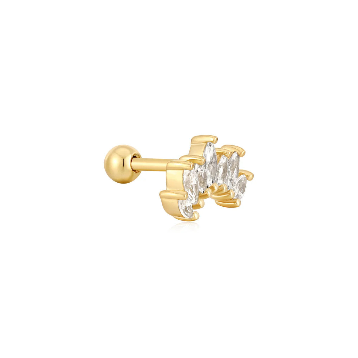 Gold Sparkle Marquise Climber Barbell Single Earring