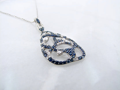 Sapphire Diamond White Gold Necklace, Hive