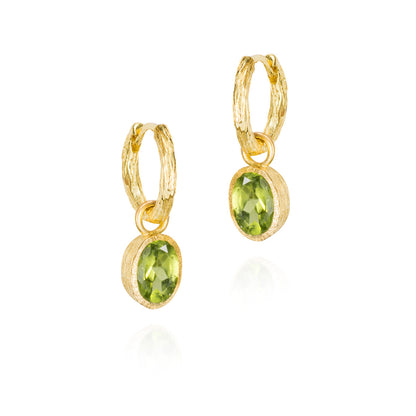 Zen Organic Natural Oval Birthstone Hoop Earrings