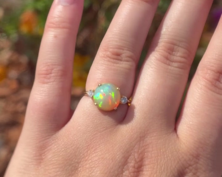 Brilliant Fire Ethiopian Opal and Diamond Ring