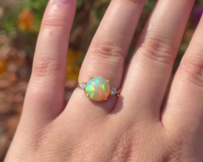 Brilliant Fire Ethiopian Opal and Diamond Ring