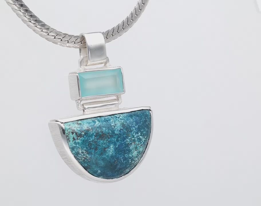 Huron Horizon Chrysocolla and Chalcedony Necklace