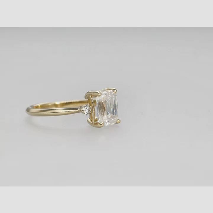 Tesseract Ring in Moissanite and Yellow Gold