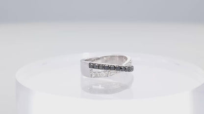 Midnight Twist Black and White Diamond 14K White Gold Ring
