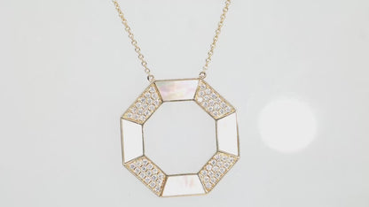 Mother of Pearl and Diamond Octagon Necklace