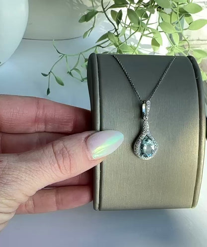 Imperial Aquamarine Diamond Encrusted Drop Pendant