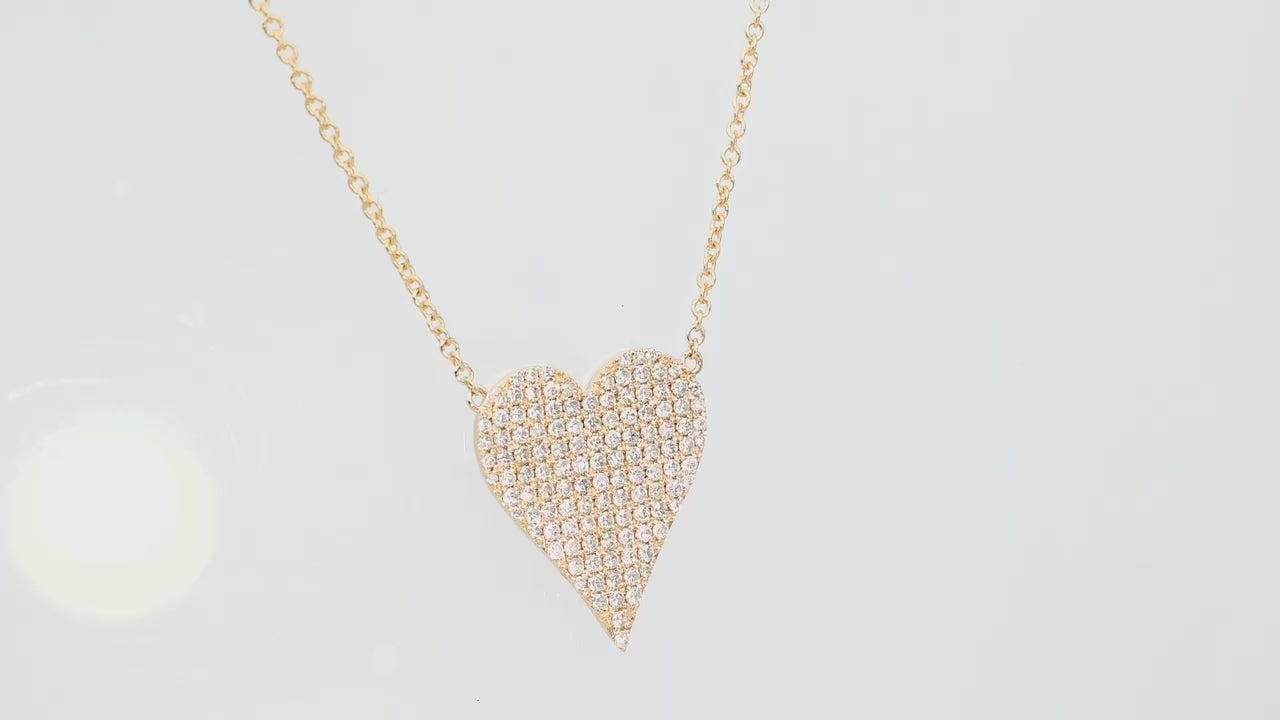 Bold Pavé Diamond Heart Gold Necklace