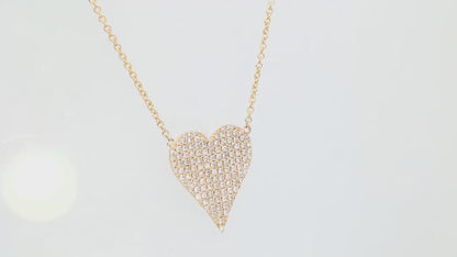 Bold Pavé Diamond Heart Gold Necklace