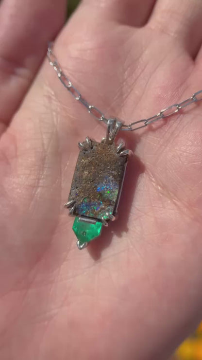 Deep in the Woods Opal Emerald Necklace