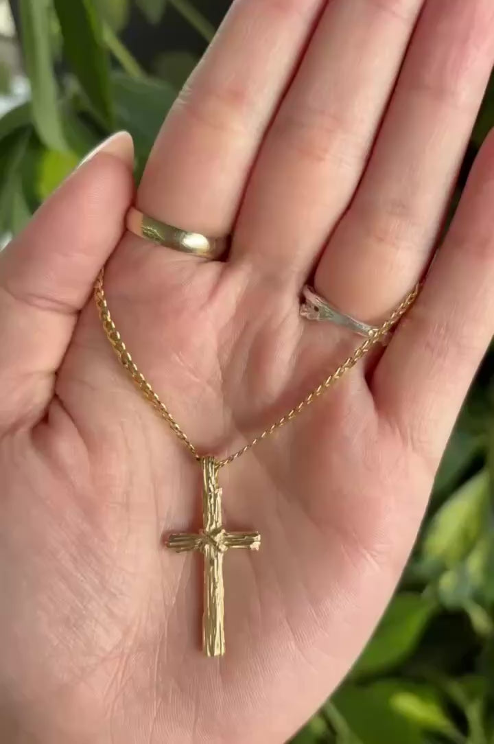 Hand Carved Golden Driftwood Cross