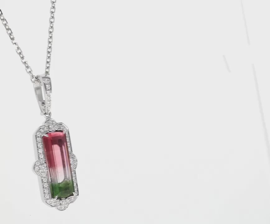 Wowza Watermelon Tourmaline Framed with Brilliant Diamonds