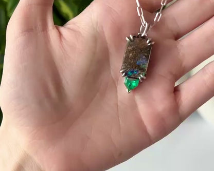 Deep in the Woods Opal Emerald Necklace