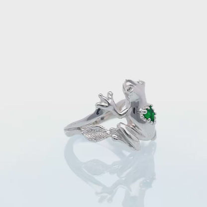 Must Love Frogs Green Garnet Ring