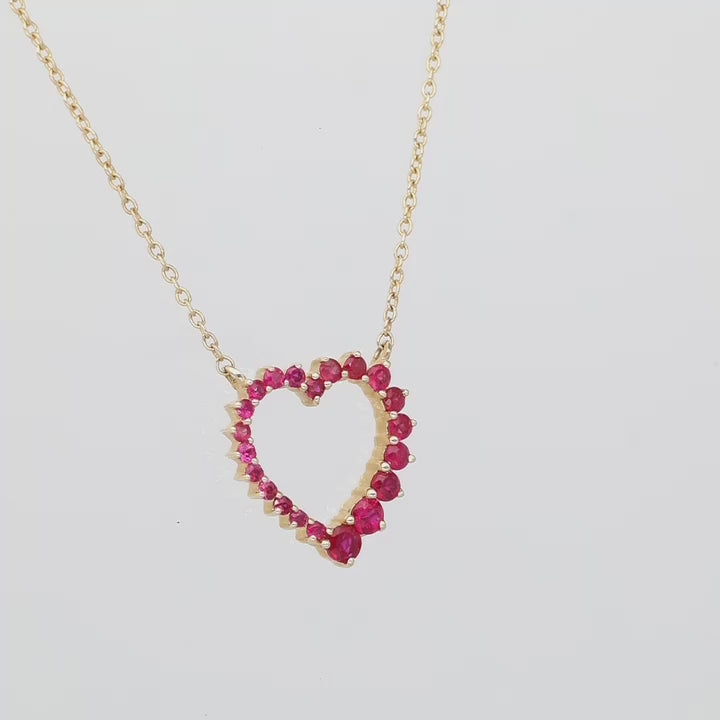 Romantic Natural Red Ruby Heart Necklace