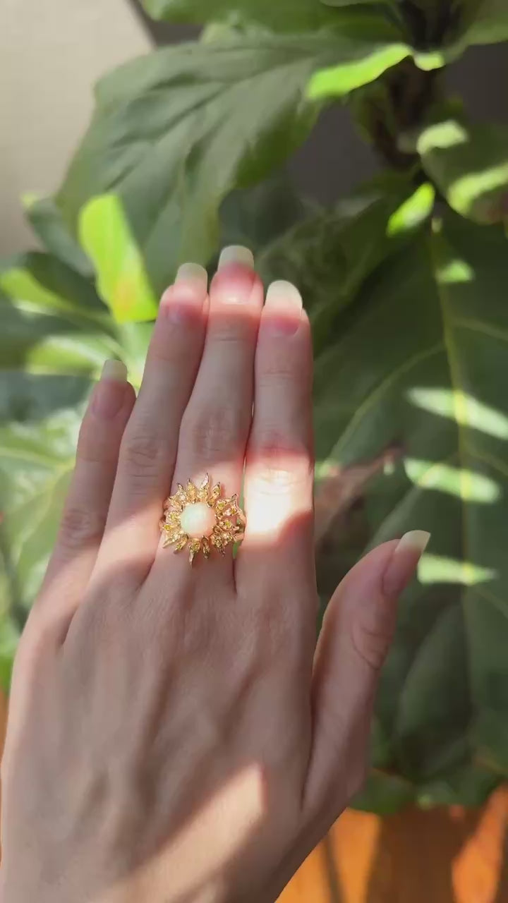 Solstice Opal and Yellow Diamond Sun Ring