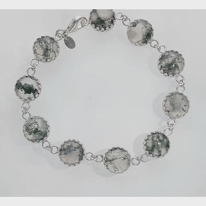 Green Moss Agate Marrakesh Argentium Silver Bracelet