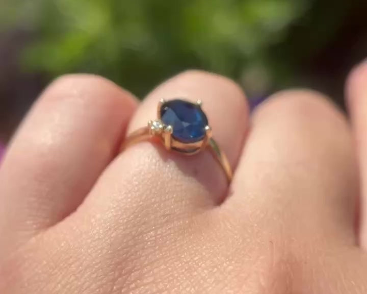 Timeless 2ct Oval Natural Blue Sapphire Yellow Gold Ring
