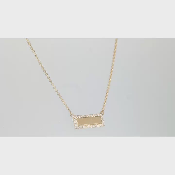 Gold Diamond Framed Bar Station Necklace