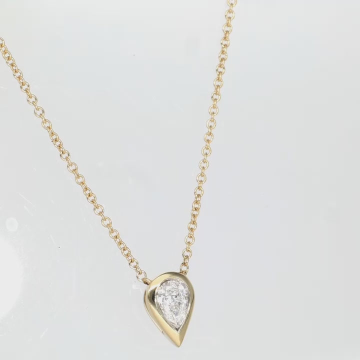 Pear Shape Natural Diamond Bezel Pendant