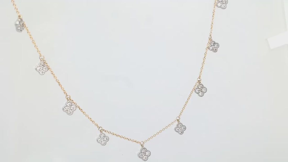 Iconic Blossom Diamond Charm Two Tone Necklace