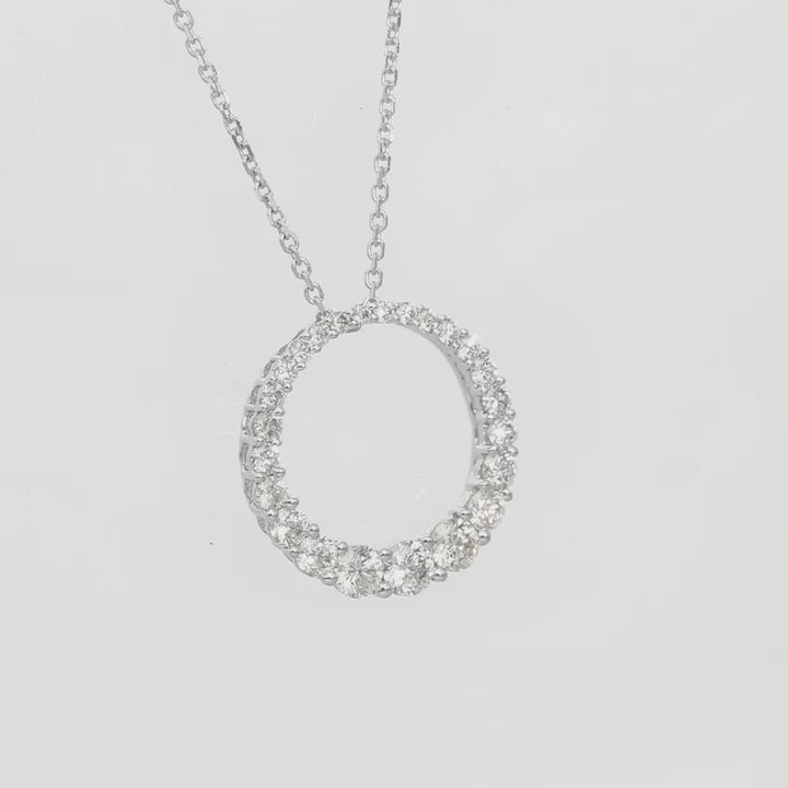 Elegant Orbit Natural Diamond Pendant in 14K White Gold