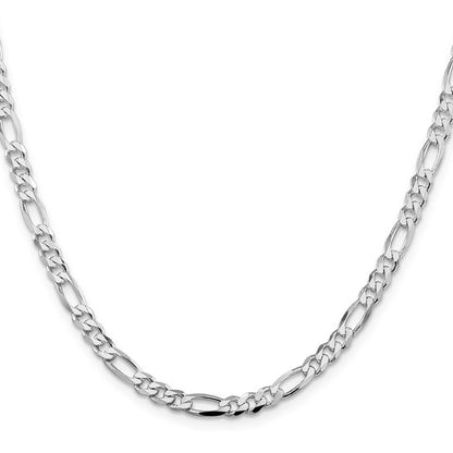 20&quot; Sterling Silver Rhodium-plated 4.5mm Figaro Chain