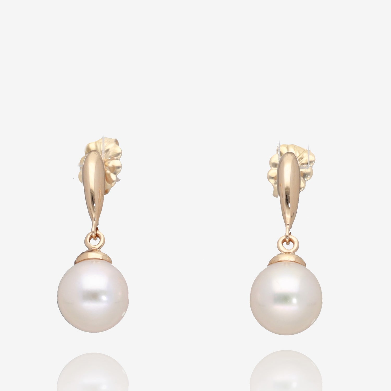 Golden Grace: Akoya Pearl Stud Earrings in 14K Yellow Gold