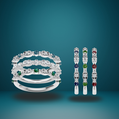 Stacking Gems White Gold Band