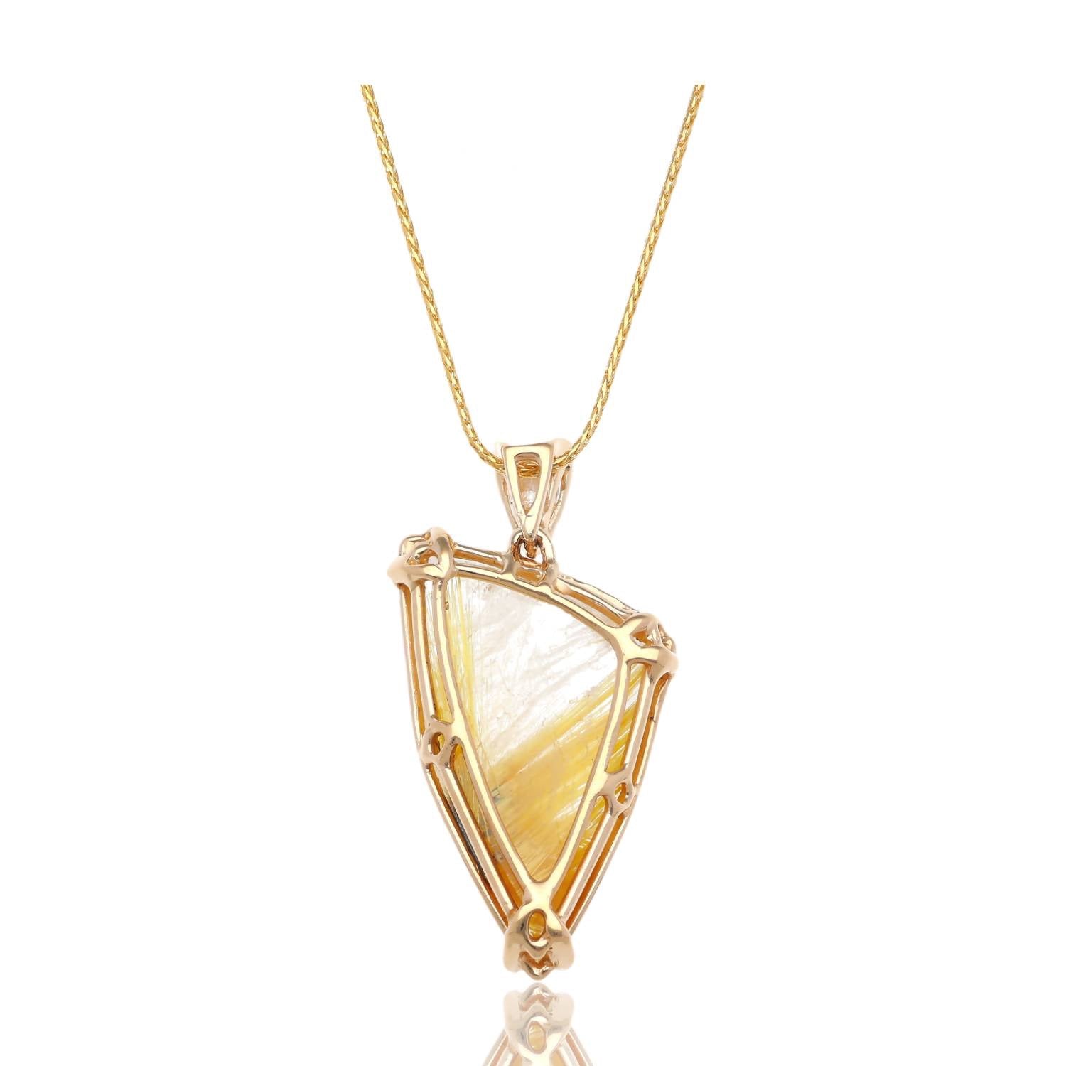 Slightly Dangerous Rutile Pendant in Yellow Gold