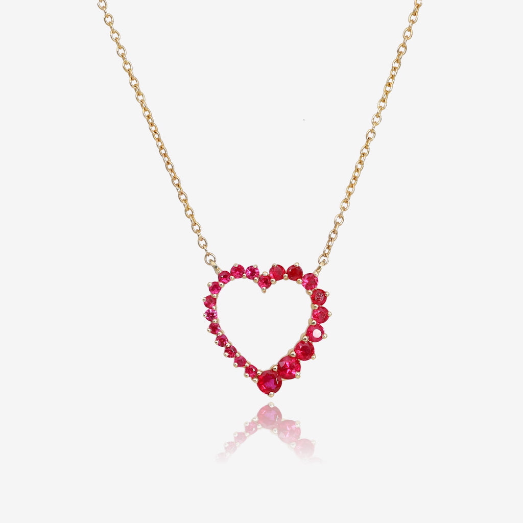 Romantic Natural Red Ruby Heart Necklace