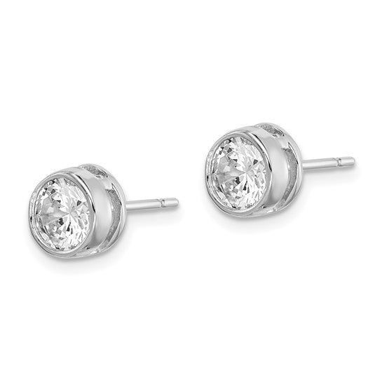 Timeless Bezel 6mm Sparkling Silver Studs