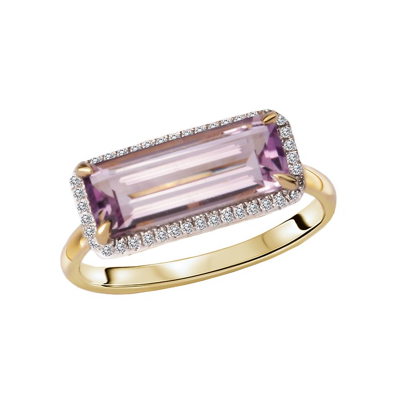 Elongated Pink Amethyst Halo Ring